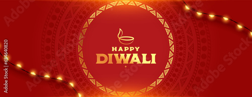 nice happy diwali holiday banner with lights festoon design