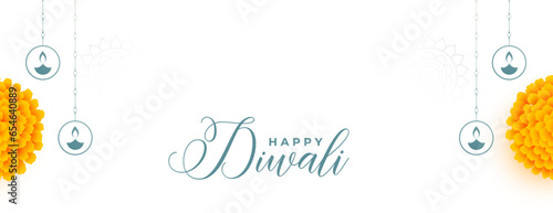 happy diwali wishes banner with floral design