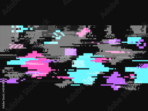 Extremely Glitched Effects Particles with Neon Colors, Abstract Background