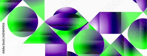 Serene gradient template. Circles and triangles mingle in minimalist perfection. Gentle fusion of forms and hues creates balanced yet captivating backdrop, embodying modern sophistication
