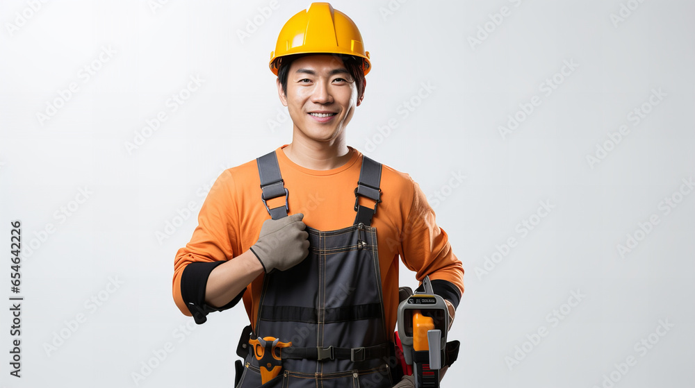 Asian Engineer, Professional Contractor on White Background. onstruction Engineer. Construction Contractor. Asian Engineer, Professional Contractor on White Background. onstruction Engineer. Construction Contractor.