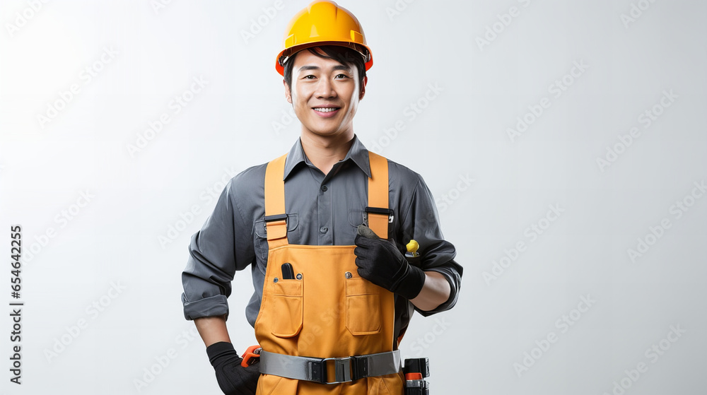 Asian Engineer, Professional Contractor on White Background. onstruction Engineer. Construction Contractor. Asian Engineer, Professional Contractor on White Background. onstruction Engineer. Construction Contractor.