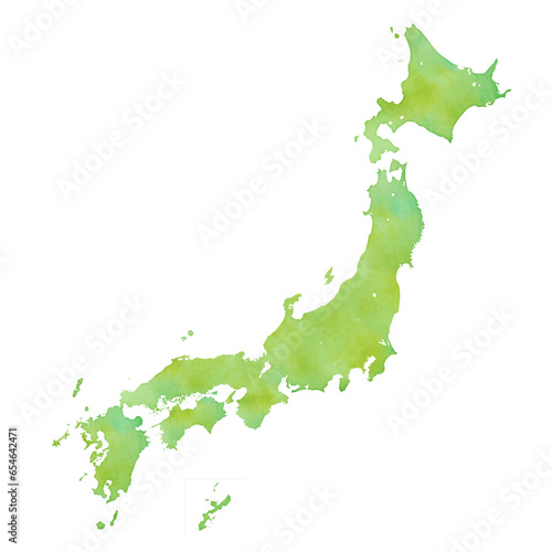 水彩風の日本地図のイラスト