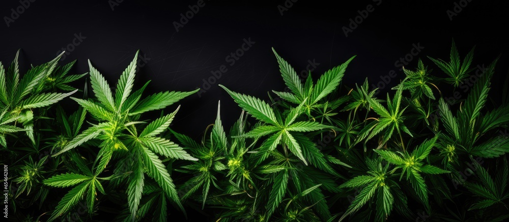 Cannabis leaves black background alternative medicine CBD idea Cannabis leaves black background alternative medicine CBD idea