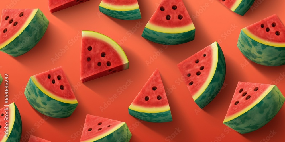 Sliced Watermelons Background. Heap of Watermelons