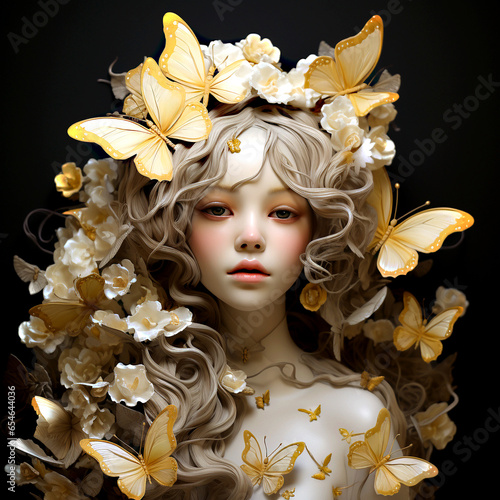 Girls statue ang golden butterflies