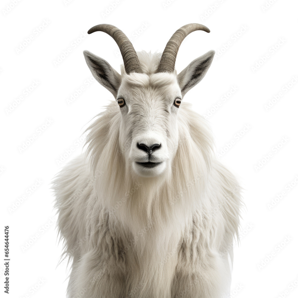 Mountain goat face shot on transparent background