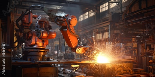 Wallpaper Mural Industrial Robots at Work. Industrial Robots Doing Welding Torontodigital.ca