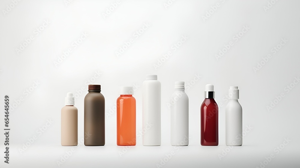 set of different styles bottles mockup isolated on white background
