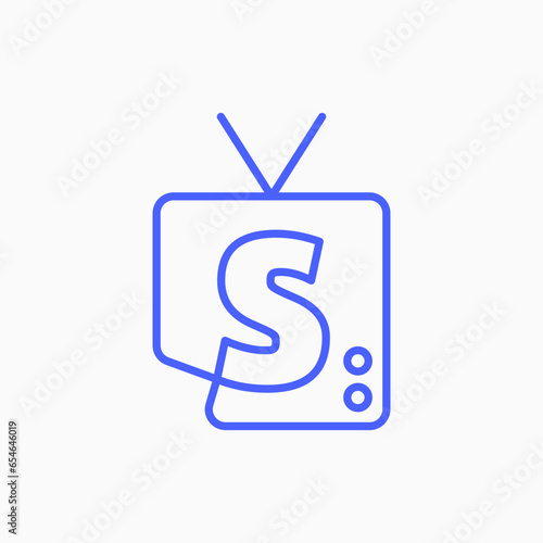 s letter mark channel television tv logo vector icon illustration