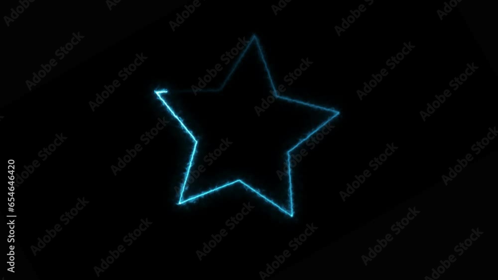 Neon light star frame blue color rotation loading background animation. Neon light star frame blue color rotation loading background animation.
