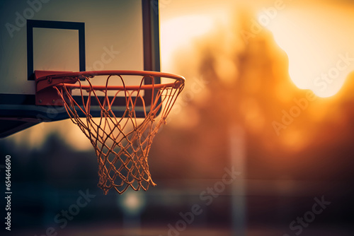 Basketball basket net in the stadium at sunset 1 © Alina