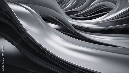 Black and white futuristic 3D flowing background. Monochrome concept technology gaming background