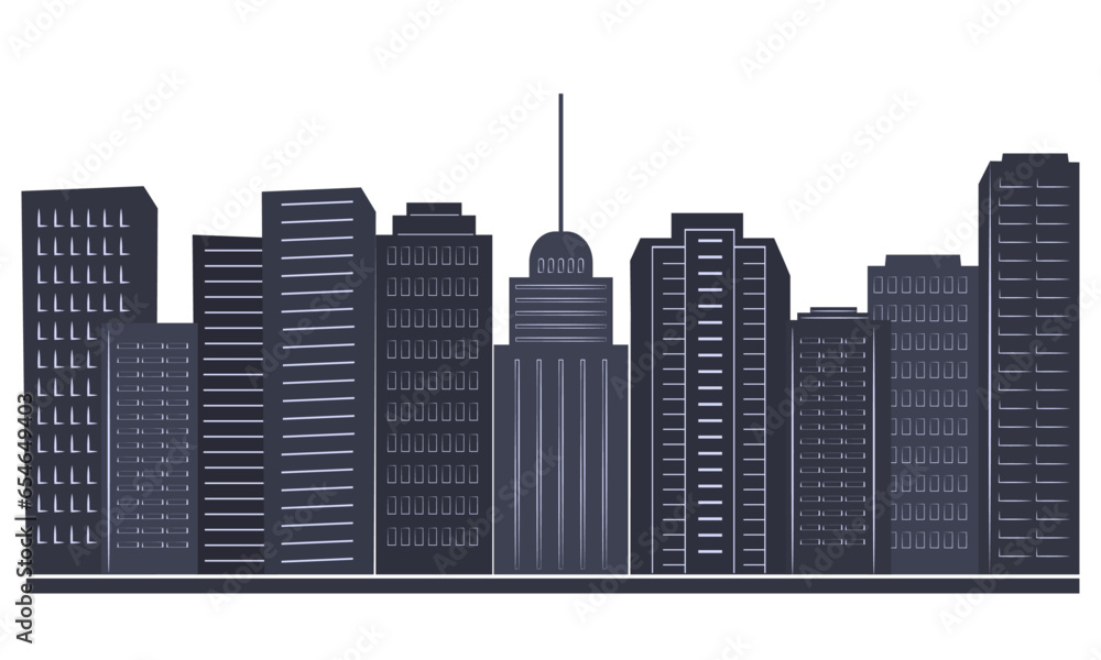 City vector metropolis, abstract geometric cityscape. Silhouette of a large skyscraper. Vector illustration.