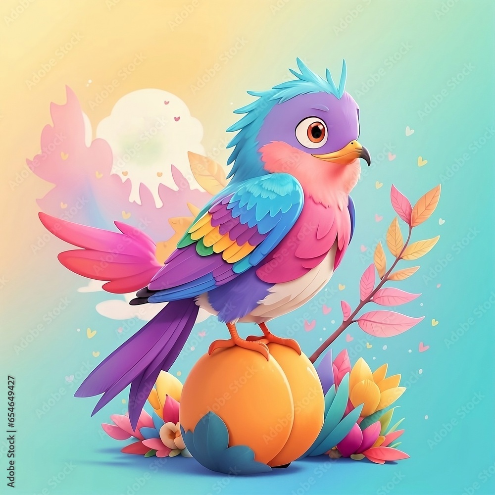 bird on a branch with flowers bird on a branch with flowers