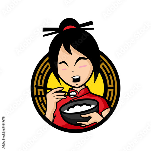 girl eating rice bowl