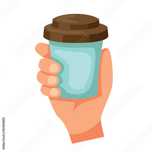 Drink with hand icon illustration. Vector design