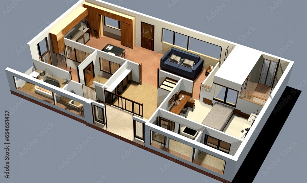 Photo of a floor plan of a house with a living room and bedroom Photo of a floor plan of a house with a living room and bedroom