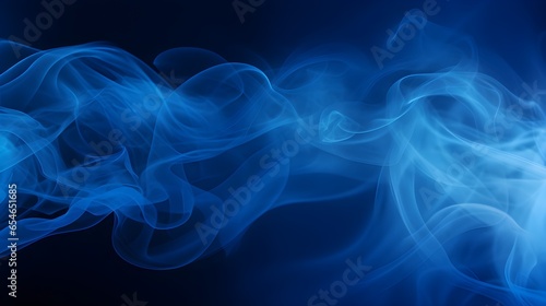 blue smoke on dark background, artistic background illustration.