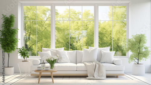 White living room with sofa