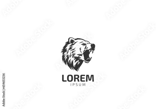 Grizzly bear or honey bear or polar bear head face silhouette logo design icon