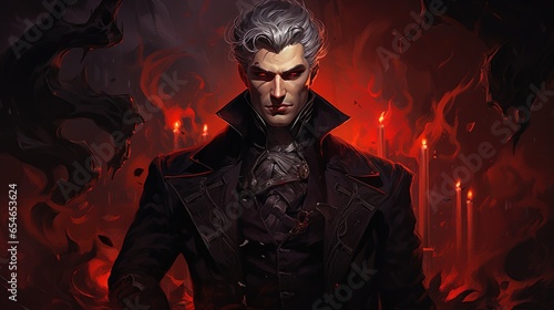 vampire lord, digital art illustration, Generative AI