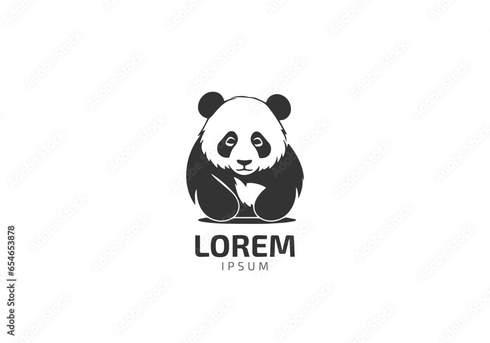 panda logo silhouette design icon vector panda logo silhouette design icon vector
