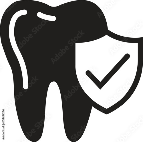Dental Care icon. flat Dental Shield Tooth Protection. Healthy teeth and shield, anti-caries and protection bacteria. Teeth, insurance symbol isolated on transparent background.