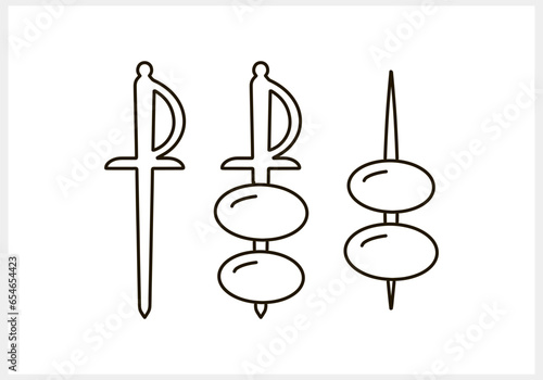 Sketch skewer olive icon isolated Food clipart Vector stock illustration EPS 10