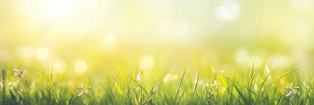 Panoramic fresh spring grass background