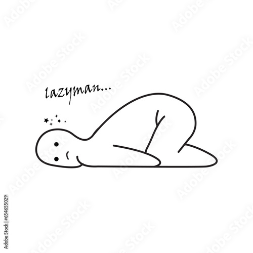 illustration of a lazy person. clip art sticker.