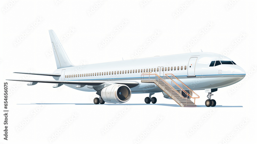 Wide body passenger jet plane isolated on white background
