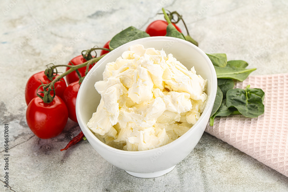 Soft cream cheese in the bowl Soft cream cheese in the bowl