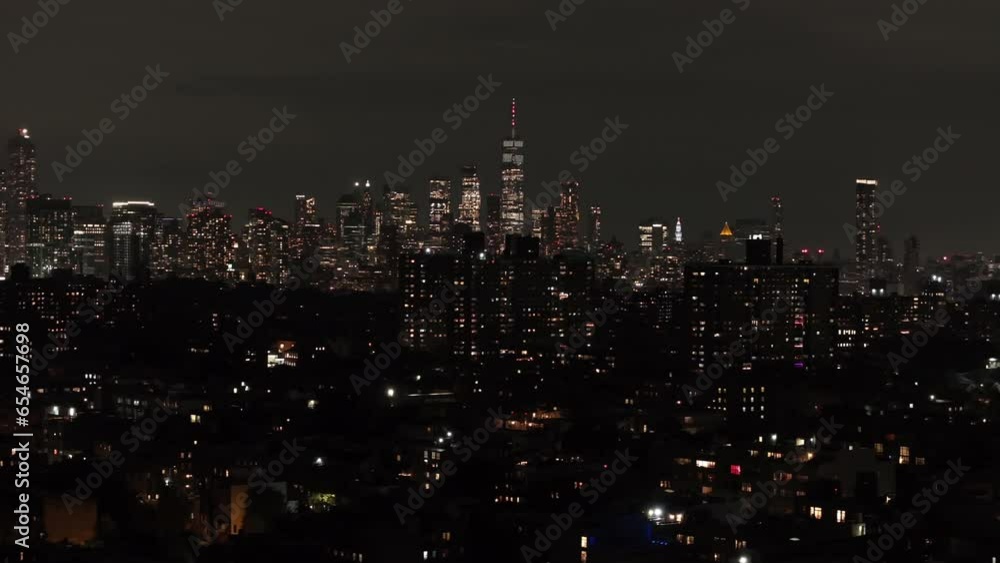 Aerial shot of New York City at night Aerial shot of New York City at night