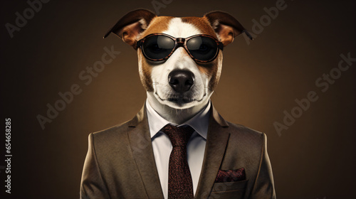 A Businessman With A Dog Head Jack Russell Terrier