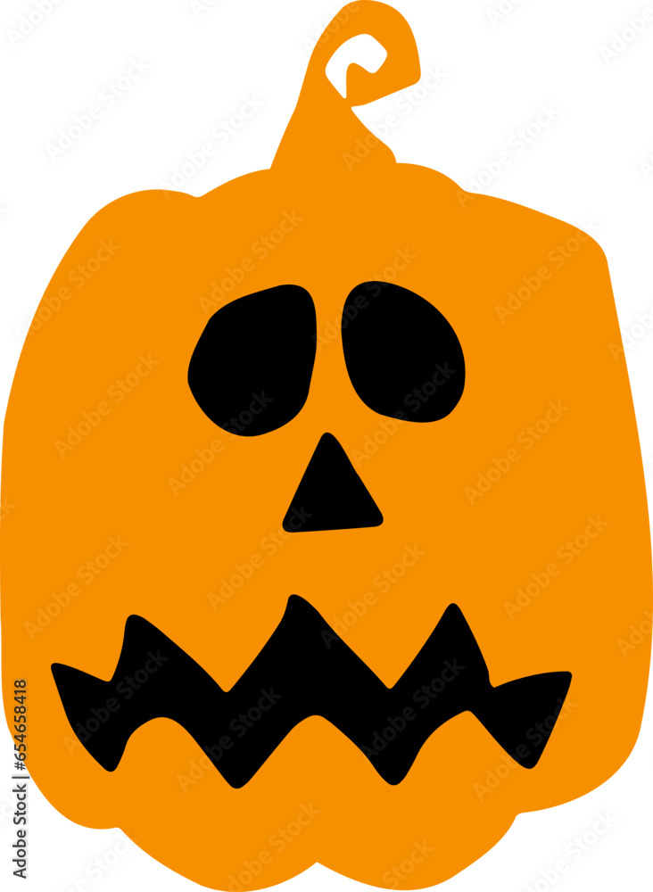 Fototapeta premium Black silhouette Halloween pumpkin ghost Hand Painted illustration