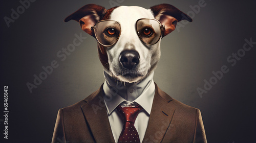 A Businessman With A Dog Head Jack Russell Terrier