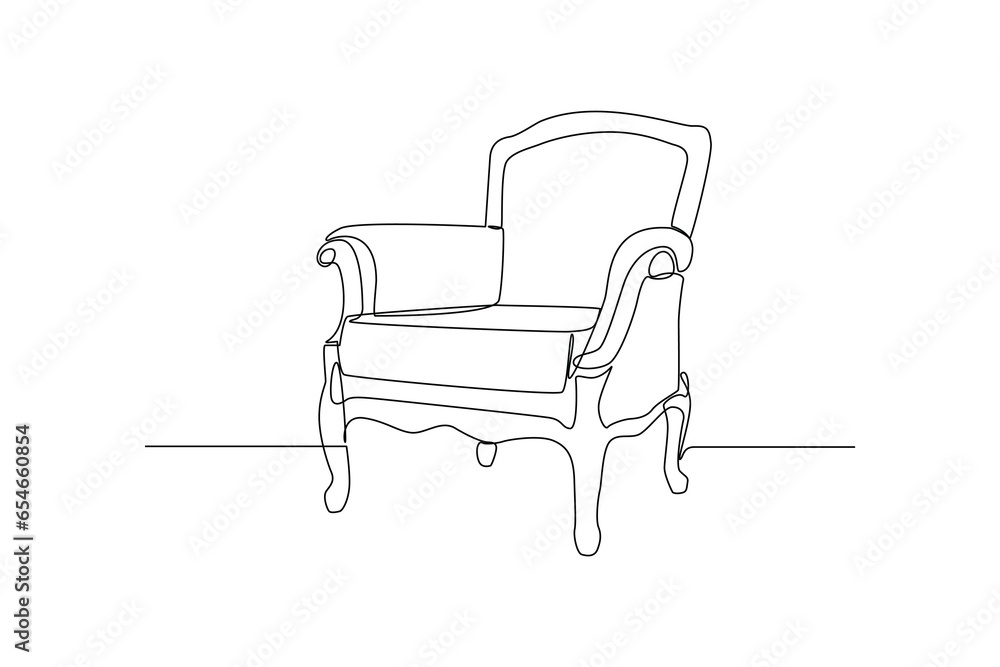 Luxury home chair. All about home property concept, property. Home architecture property isolated minimalism concept. Dynamic one line draw graphic design vector illustration on white background Luxury home chair. All about home property concept, property. Home architecture property isolated minimalism concept. Dynamic one line draw graphic design vector illustration on white background