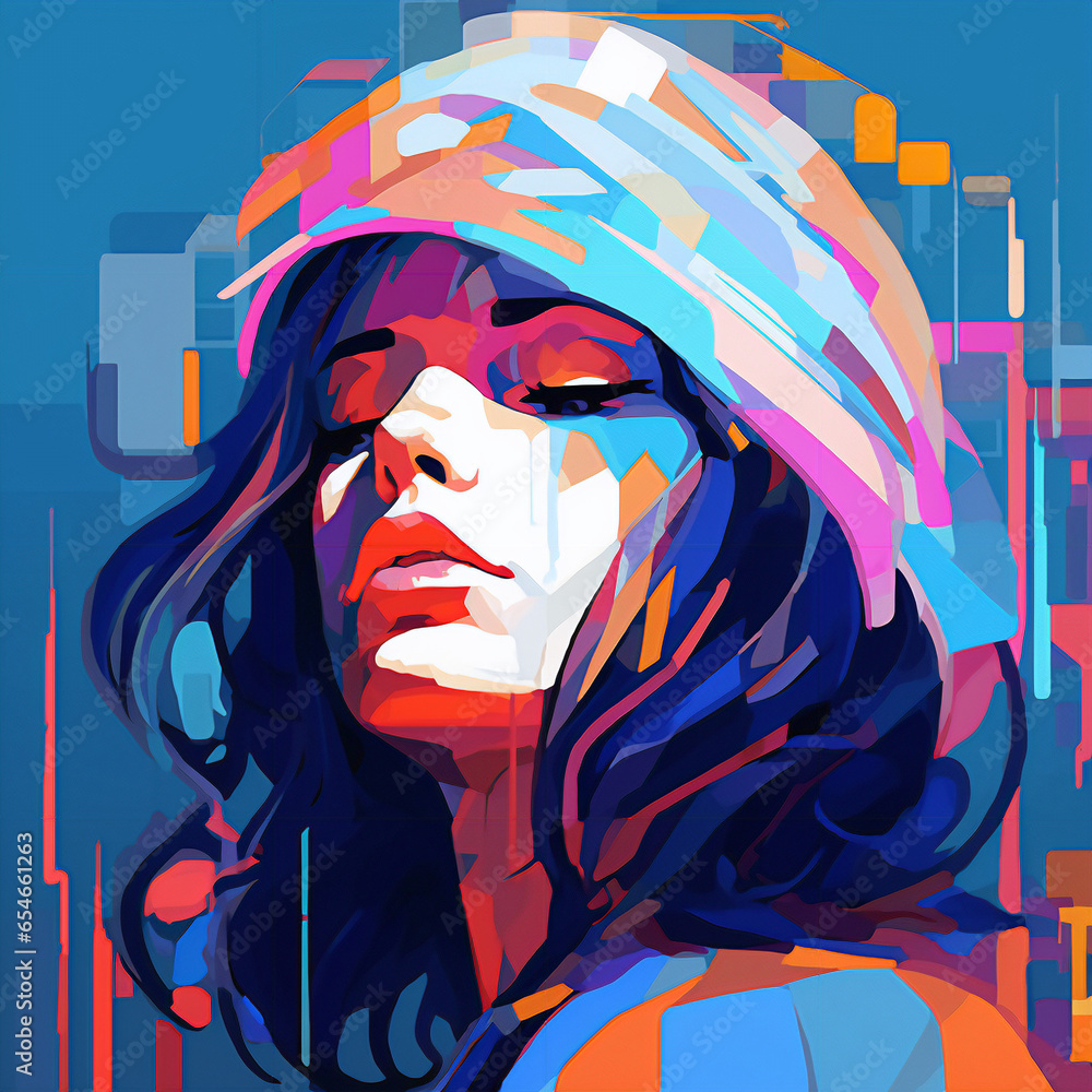 Naklejka premium 油絵風美女