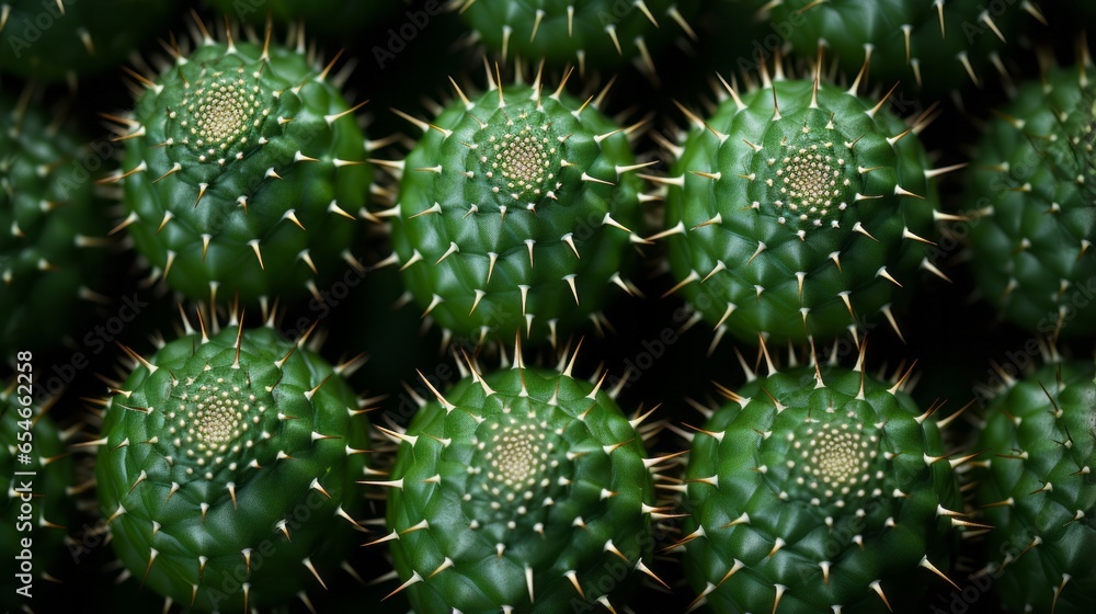 A vibrant landscape of cactus plants stands tall, their sharp spines and thorns creating an imposing yet mesmerizing display of green against the flower-strewn desert A vibrant landscape of cactus plants stands tall, their sharp spines and thorns creating an imposing yet mesmerizing display of green against the flower-strewn desert