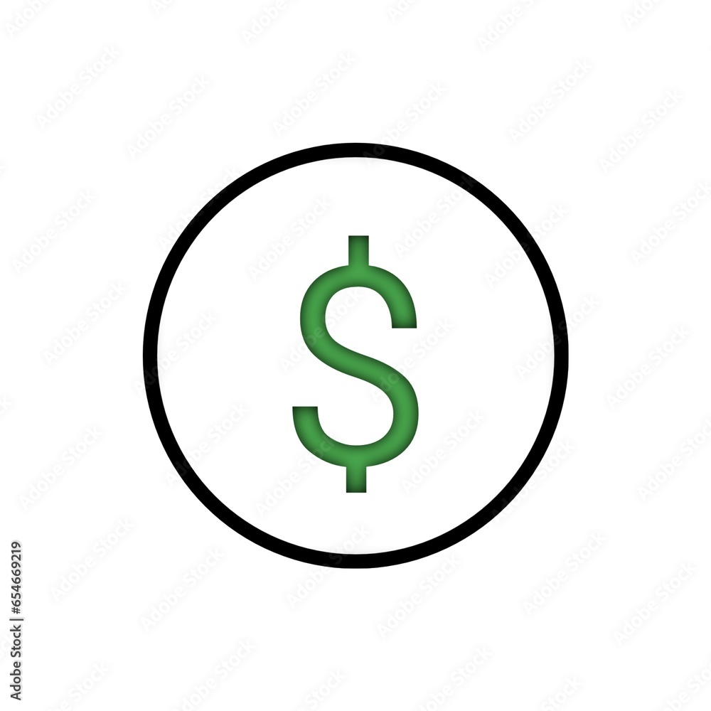 green dollar currency symbol icon inside a circle. isolated on white background green dollar currency symbol icon inside a circle. isolated on white background