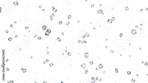 scattered ice cubes render 3D illustration on alpha channel