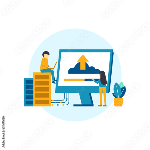 Flat design web hosting illustration