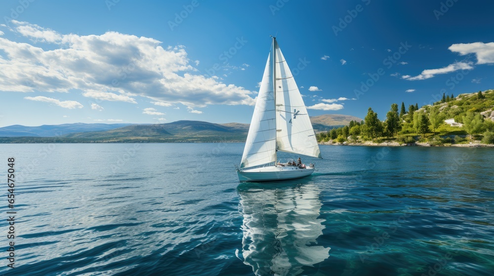 Obraz premium Freedom on the Waves: Yacht and the Endless Ocean