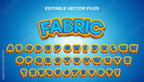 English alphabet, capital letters, numbers and symbols of fabric Texture