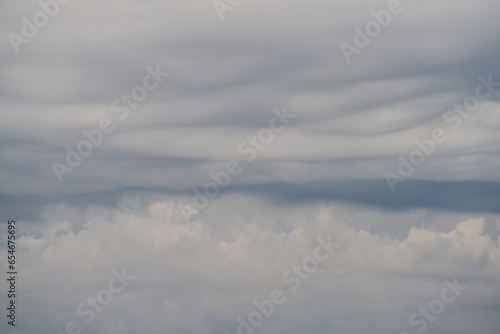 Beautiful sky with clouds. Cirrus clouds in the sky background. Natural backdrop.
