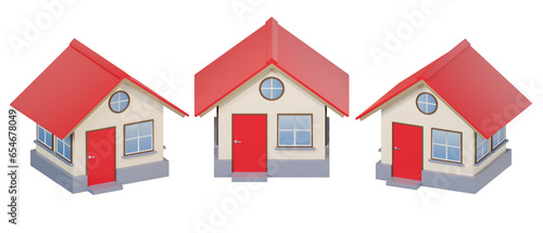 3D home house isometric perspective rendering illustration 