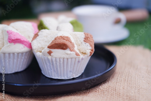 Bolu kukus is an Indonesian traditional sponge cupcake