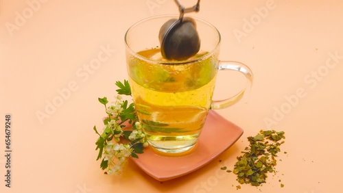 Hawthorn infusion used in natural medicine to treat cardiovascular problems, hypertension
