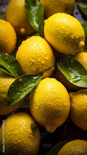 fresh lemon fruit with water drops